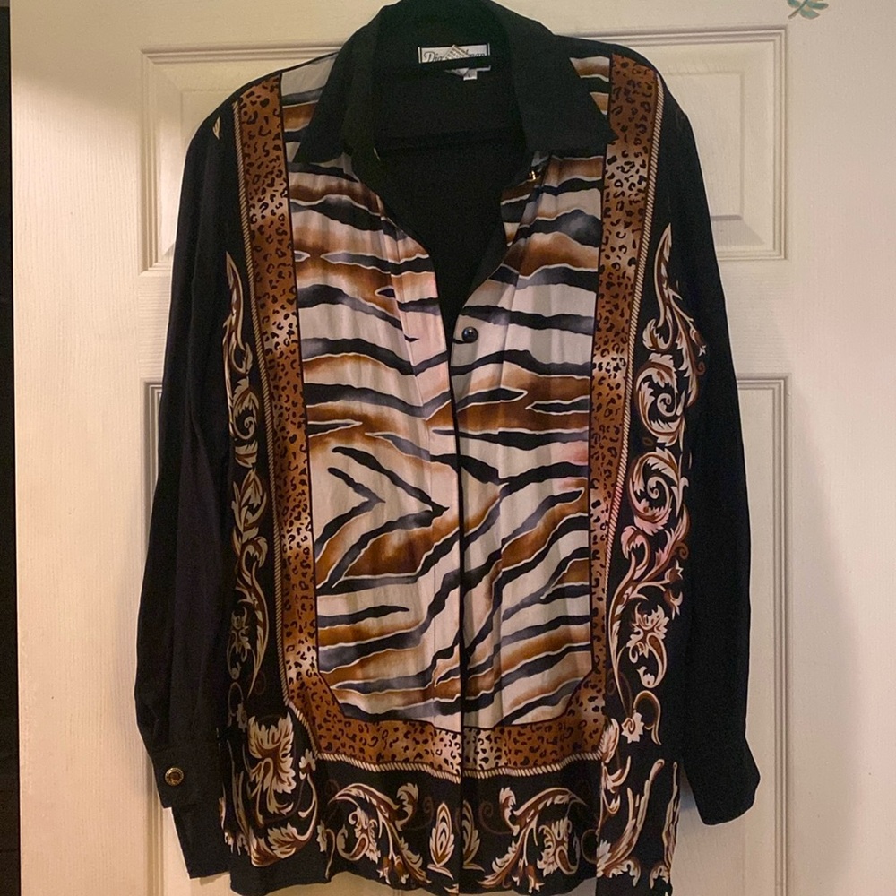 100 percent silk Diane Gilman button up blouse